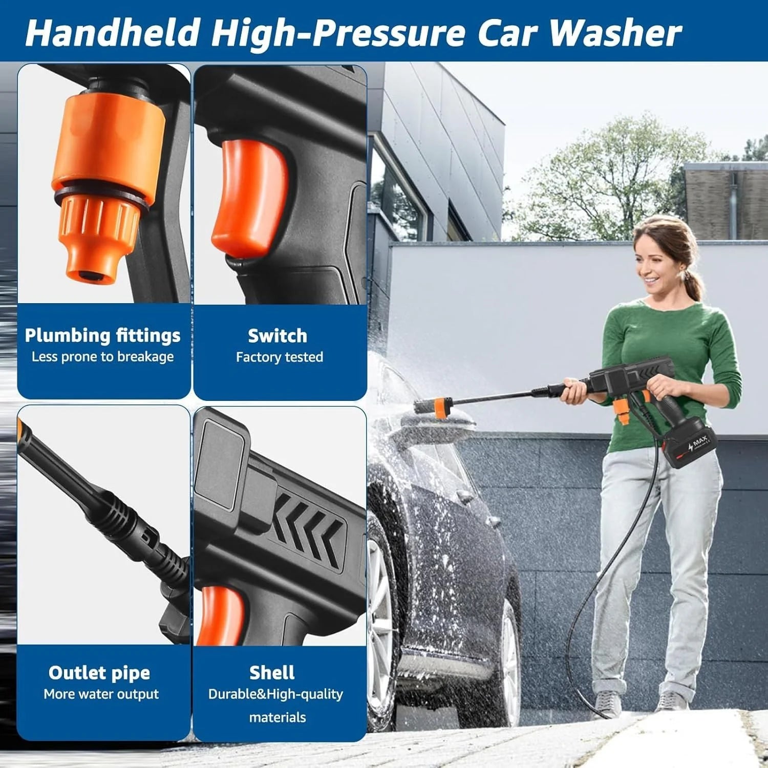 Car High-pressure Electric Water Gun Washer Water Spray Garden Cleaning